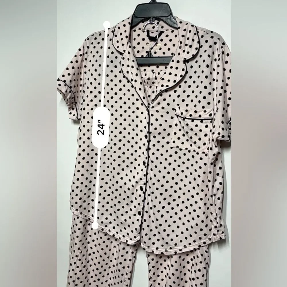 Kate Spade New York 3/4 Sleeve Charm Cropped  Polka Dot PJ Set XL